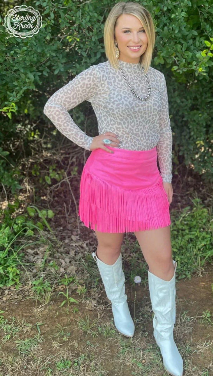 Fort Worth Fringe Skirt - Pink