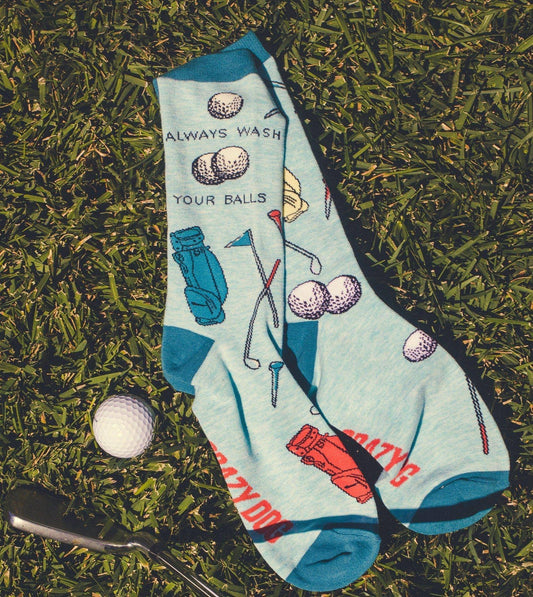 Men's Always Wash Your Balls Golf Socks Golfing Sock Gift
